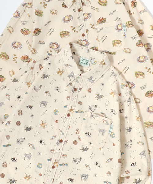 POWER TO THE PEOPLE(パワートゥーザピープル)の「POWER TO THE PEOPLE/パワートゥザピープル 総柄プリント レギュラーカラーシャツ/レディース メンズ(シャツ/ブラウス・レディース・ホワイト系その他/ホワイト系その他3/ホワイト系その他2/ホワイト系その他5/ホワイト系その他6/ホワイト系その他4/ホワイト系2/ホワイト系3/ホワイト系1・M/L/LL)」の6枚目の写真