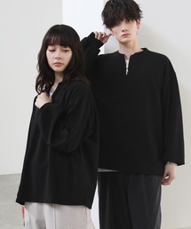 ETELIO | 梨地クルーネックハーフジップ長袖カットソー(Tシャツ/カットソー)