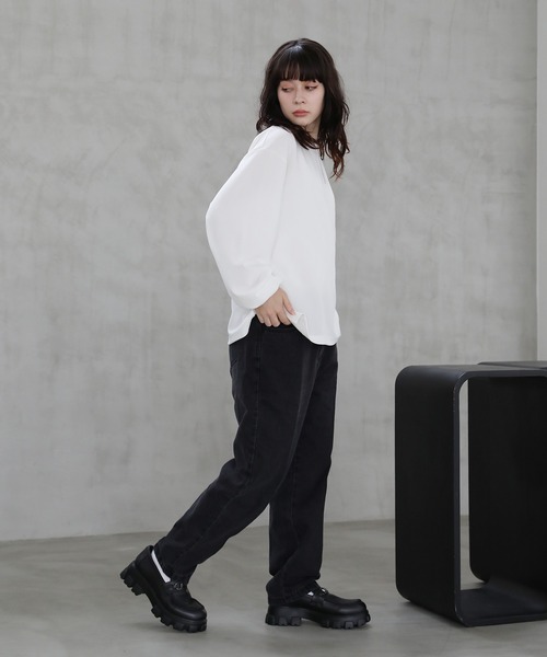 ETELIO（エテリオ）の「梨地クルーネックハーフジップ長袖カットソー（Tシャツ/カットソー・メンズ・ブラック/ワイン/ライトグレー/ホワイト/ネイビー・L/M/S）」の10枚目の写真