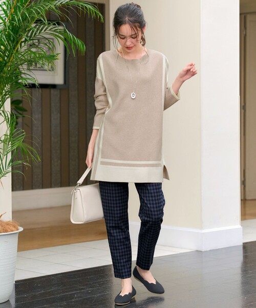 配色ニットチュニック（ニット/セーター）｜Tiaclasse（ティアクラッセ