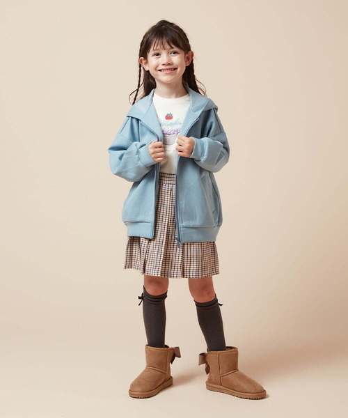 a.v.v（アーヴェヴェ）の「[100-130]コクーンシルエットジップアップフーディー（パーカー・キッズ・ネイビー/ライトブルー・100/110/120/130）」の22枚目の写真