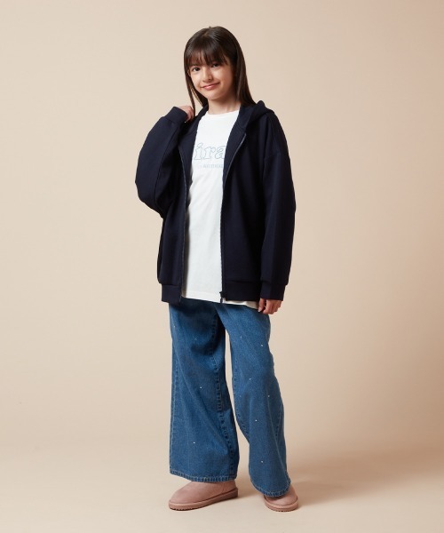 a.v.v（アーヴェヴェ）の「[100-130]コクーンシルエットジップアップフーディー（パーカー・キッズ・ネイビー/ライトブルー・100/110/120/130）」の13枚目の写真