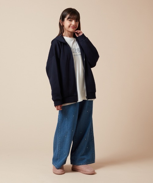 a.v.v（アーヴェヴェ）の「[100-130]コクーンシルエットジップアップフーディー（パーカー・キッズ・ネイビー/ライトブルー・100/110/120/130）」の14枚目の写真