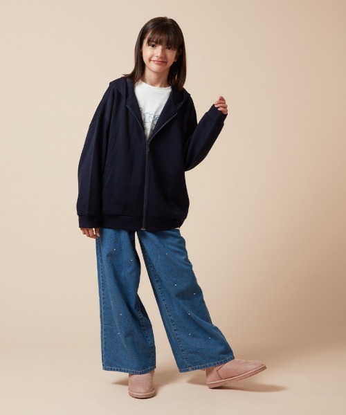 a.v.v（アーヴェヴェ）の「[100-130]コクーンシルエットジップアップフーディー（パーカー・キッズ・ネイビー/ライトブルー・100/110/120/130）」の15枚目の写真