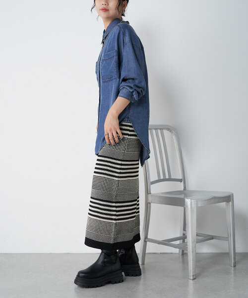 新品 ジェナ エスパスメルヴェイユ テンセルデニムシャツ ブルー Jena espace merveilleux（ジェナ エスパスメルヴェイユ） ブラウス