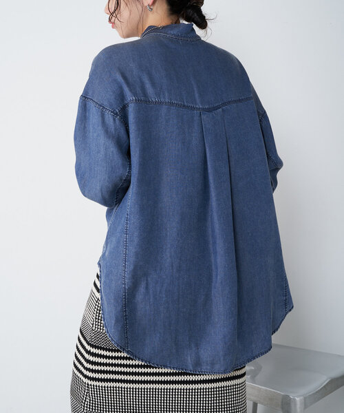 新品 ジェナ エスパスメルヴェイユ テンセルデニムシャツ ブルー テンセルデニムシャツ | Jena espace merveilleux(ジェナ