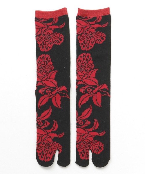 カヤ(カヤ)の「【カヤ】足袋型くつ下25~28cm 花装い 墨色(ソックス/靴下・メンズ・スミクロ・FREE)」の1枚目の写真