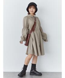 ehka sopo | シャーリングミニシャツワンピース(ワンピース)