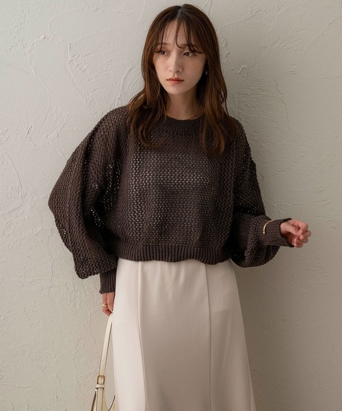 NOAHL(ノアル)の「【NOAHL】メッシュショートプルオーバー(Tシャツ/カットソー・レディース・グレイッシュベージュ/ブラック/ベージュ/ホワイト/ブラウン/モカ/アイボリー/ダークブラウン/チャコール・FREE)」の5枚目の写真