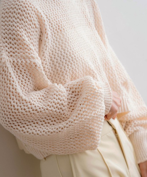 NOAHL(ノアル)の「【NOAHL】メッシュショートプルオーバー(Tシャツ/カットソー・レディース・グレイッシュベージュ/ブラック/ベージュ/ホワイト/ブラウン/モカ/アイボリー/ダークブラウン/チャコール・FREE)」の8枚目の写真