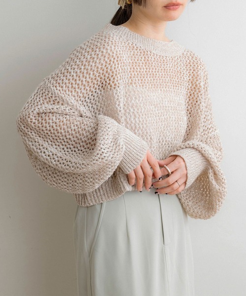 NOAHL(ノアル)の「【NOAHL】メッシュショートプルオーバー(Tシャツ/カットソー・レディース・グレイッシュベージュ/ブラック/ベージュ/ホワイト/ブラウン/モカ/アイボリー/ダークブラウン/チャコール・FREE)」の9枚目の写真