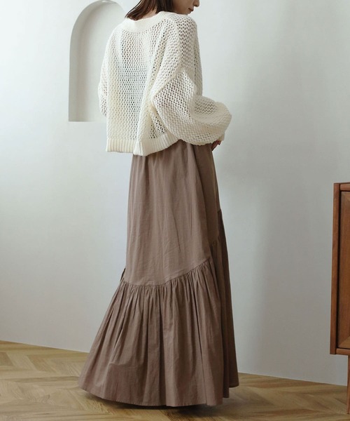 NOAHL(ノアル)の「【NOAHL】メッシュショートプルオーバー(Tシャツ/カットソー・レディース・グレイッシュベージュ/ブラック/ベージュ/ホワイト/ブラウン/モカ/アイボリー/ダークブラウン/チャコール・FREE)」の18枚目の写真