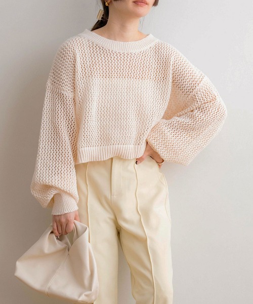 NOAHL(ノアル)の「【NOAHL】メッシュショートプルオーバー(Tシャツ/カットソー・レディース・グレイッシュベージュ/ブラック/ベージュ/ホワイト/ブラウン/モカ/アイボリー/ダークブラウン/チャコール・FREE)」の20枚目の写真