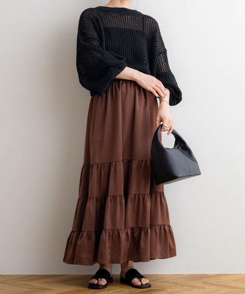 NOAHL(ノアル)の「【NOAHL】メッシュショートプルオーバー(Tシャツ/カットソー・レディース・グレイッシュベージュ/ブラック/ベージュ/ホワイト/ブラウン/モカ/アイボリー/ダークブラウン/チャコール・FREE)」の13枚目の写真