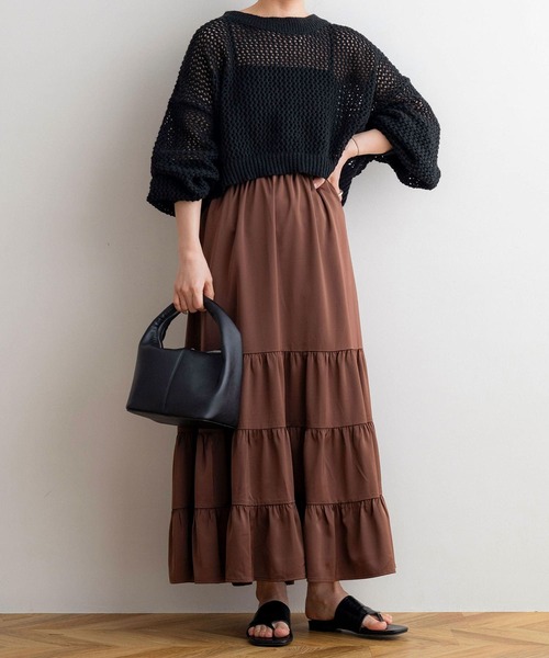 NOAHL(ノアル)の「【NOAHL】メッシュショートプルオーバー(Tシャツ/カットソー・レディース・グレイッシュベージュ/ブラック/ベージュ/ホワイト/ブラウン/モカ/アイボリー/ダークブラウン/チャコール・FREE)」の15枚目の写真