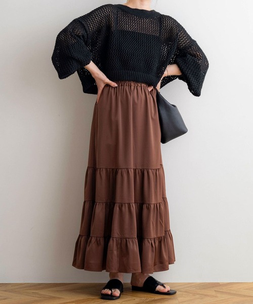 NOAHL(ノアル)の「【NOAHL】メッシュショートプルオーバー(Tシャツ/カットソー・レディース・グレイッシュベージュ/ブラック/ベージュ/ホワイト/ブラウン/モカ/アイボリー/ダークブラウン/チャコール・FREE)」の16枚目の写真