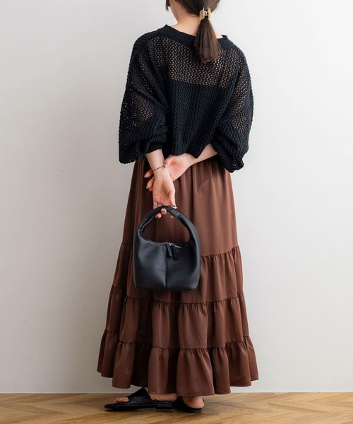 NOAHL(ノアル)の「【NOAHL】メッシュショートプルオーバー(Tシャツ/カットソー・レディース・グレイッシュベージュ/ブラック/ベージュ/ホワイト/ブラウン/モカ/アイボリー/ダークブラウン/チャコール・FREE)」の17枚目の写真