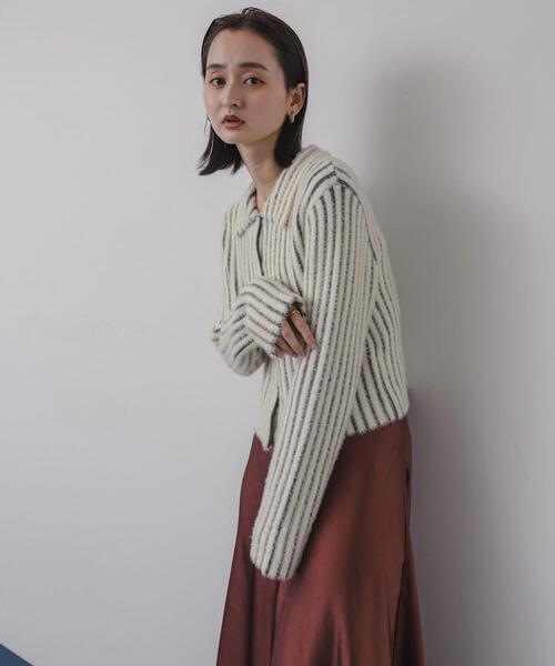 SENSE OF PLACE by URBAN RESEARCH(センスオブプレイスバイアーバンリサーチ)の「エリツキリブシャギーセーター(ニット/セーター・レディース・アイボリー/ブラック/オレンジ・ONE)」の10枚目の写真