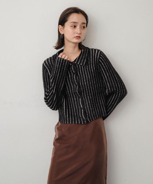 SENSE OF PLACE by URBAN RESEARCH(センスオブプレイスバイアーバンリサーチ)の「エリツキリブシャギーセーター(ニット/セーター・レディース・アイボリー/ブラック/オレンジ・ONE)」の19枚目の写真