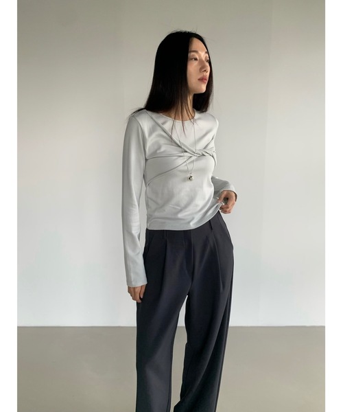 Didot.showroom（ディドット ショールーム）の「モダール混ツイストリボンロンT（Tシャツ/カットソー・レディース・ブラック/ホワイト/グレー・FREE）」の15枚目の写真