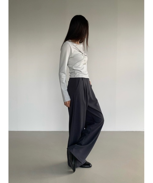 Didot.showroom（ディドット ショールーム）の「モダール混ツイストリボンロンT（Tシャツ/カットソー・レディース・ブラック/ホワイト/グレー・FREE）」の8枚目の写真