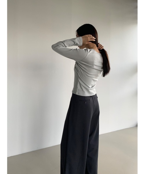 tシャツ モダール混ツイストリボンロンT レディース セール】モダール混ツイストリボンロンT（Tシャツ/カットソー