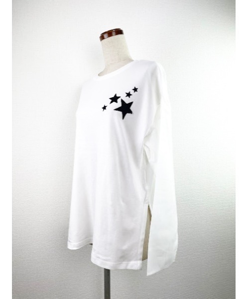 WORLD WIDE LOVE!（ワールドワイドラブ）の「シアースリーブロンTEE（Tシャツ/カットソー・レディース・ブラック/グリーン/オフホワイト・1）」の4枚目の写真