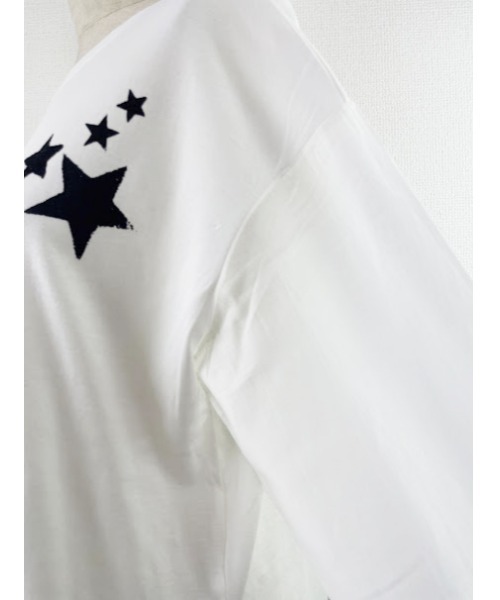 WORLD WIDE LOVE!（ワールドワイドラブ）の「シアースリーブロンTEE（Tシャツ/カットソー・レディース・ブラック/グリーン/オフホワイト・1）」の7枚目の写真