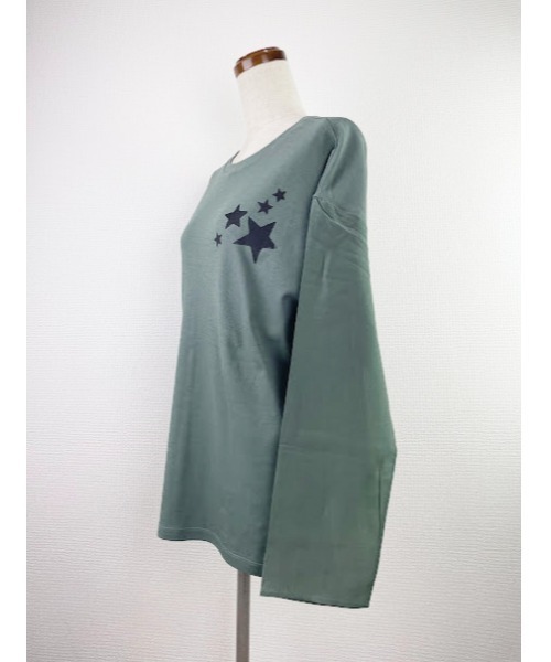 WORLD WIDE LOVE!（ワールドワイドラブ）の「シアースリーブロンTEE（Tシャツ/カットソー・レディース・ブラック/グリーン/オフホワイト・1）」の14枚目の写真