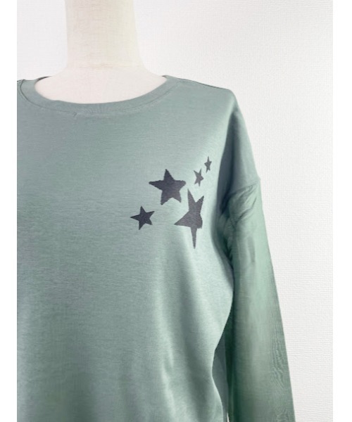 WORLD WIDE LOVE!（ワールドワイドラブ）の「シアースリーブロンTEE（Tシャツ/カットソー・レディース・ブラック/グリーン/オフホワイト・1）」の17枚目の写真