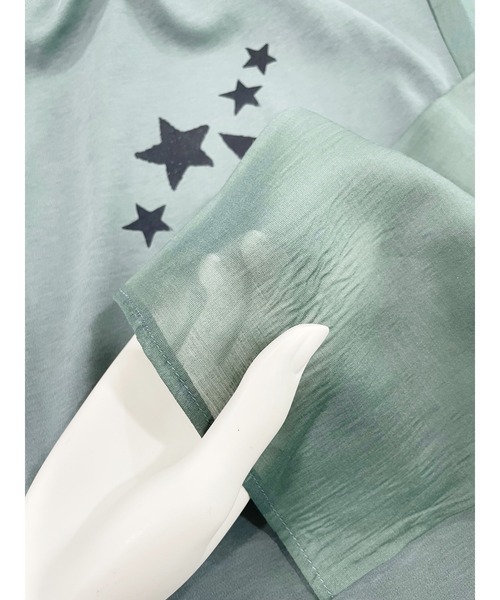 WORLD WIDE LOVE!（ワールドワイドラブ）の「シアースリーブロンTEE（Tシャツ/カットソー・レディース・ブラック/グリーン/オフホワイト・1）」の18枚目の写真