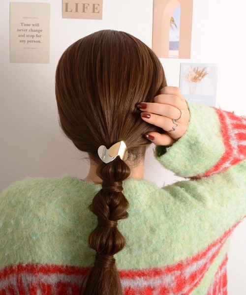 resonance】メタルハート バイカラー ポニーフック ヘアカフ ヘア  