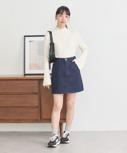 earth music&ecology(アースミュージックアンドエコロジー)の「Lee×e.m.a.eデニムミニスカート(デニムスカート・レディース・ワンウォッシュ/ブラック・S/M)」の13枚目の写真