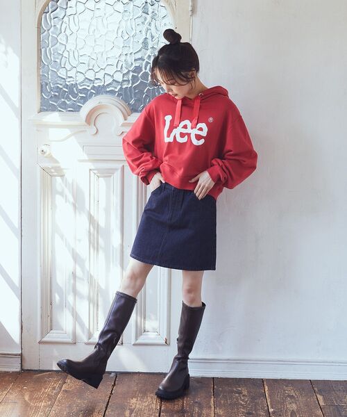 earth music&ecology(アースミュージックアンドエコロジー)の「Lee×e.m.a.eデニムミニスカート(デニムスカート・レディース・ワンウォッシュ/ブラック・S/M)」の18枚目の写真