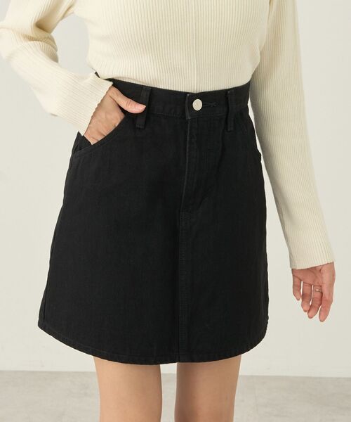 earth music&ecology(アースミュージックアンドエコロジー)の「Lee×e.m.a.eデニムミニスカート(デニムスカート・レディース・ワンウォッシュ/ブラック・S/M)」の3枚目の写真