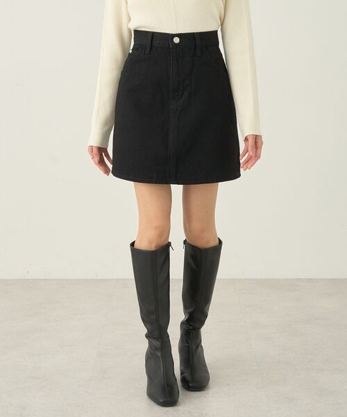 earth music&ecology(アースミュージックアンドエコロジー)の「Lee×e.m.a.eデニムミニスカート(デニムスカート・レディース・ワンウォッシュ/ブラック・S/M)」の4枚目の写真