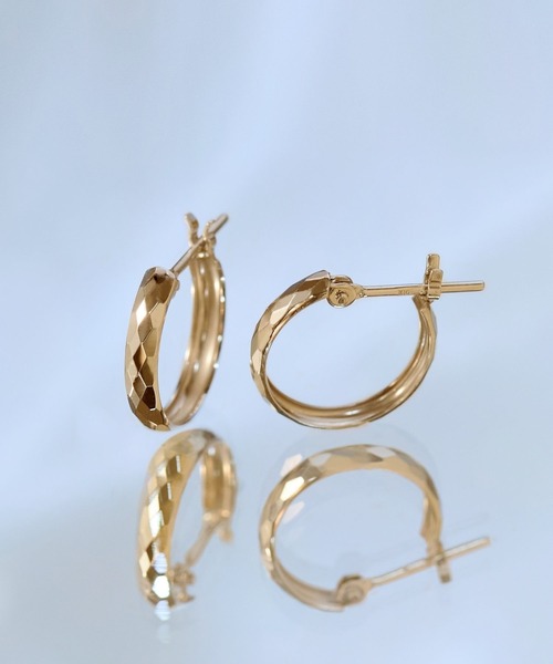 JUPITER（ジュピター）の「【K10】ダイヤモンドカットフープピアス<動画あり>（ピアス（両耳用）・レディース・ゴールド/シルバー・FREE）」の17枚目の写真