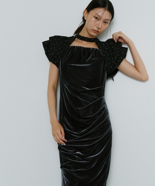 【新品】ANDRESD ドレープベロアドレス drape velour dress / ドレープベロアドレス（ドレス）｜ANDRESD