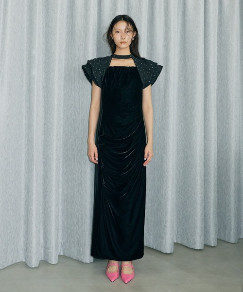 ANDRESD アンドレスド drape velour dress BLACK drape velour dress / ドレープベロアドレス(ドレス)|ANDRESD