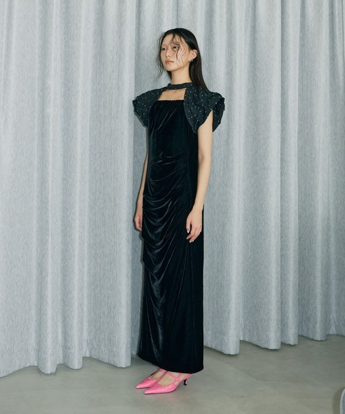ANDRESD/アンドレスド drape velour dress drape velour dress / ドレープベロアドレス（ドレス）｜ANDRESD