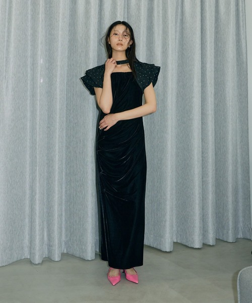 【新品】ANDRESD ドレープベロアドレス drape velour dress / ドレープベロアドレス（ドレス）｜ANDRESD
