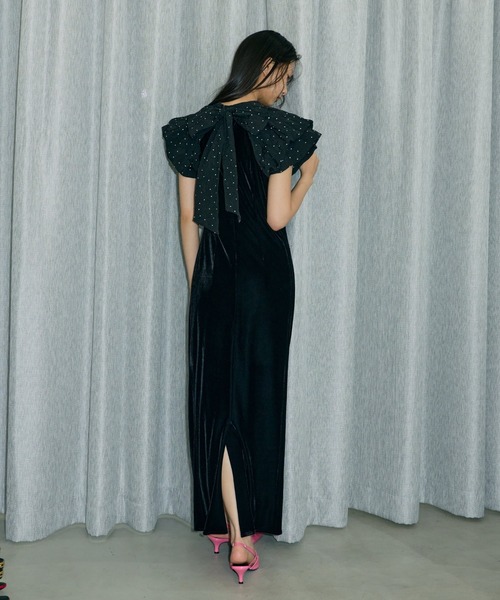 ANDRESD ドレープペロアドレス セール】ドレープベロアドレス / drape velour dress（ドレス