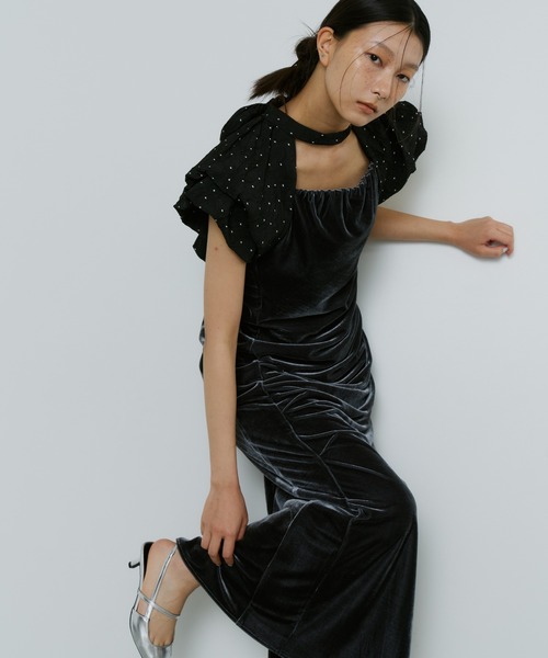 ドレープベロアドレス / drape velour dress（ドレス）｜ANDRESD
