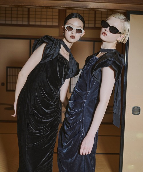 ドレープベロアドレス / drape velour dress（ドレス）｜ANDRESD