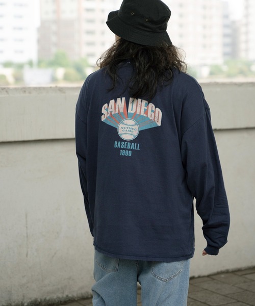 【セール】【NUTMEG/ナツメグ】San Diego 袖プリント USAヘビーウェイト ロンT（Tシャツ/カットソー）｜NO NEED（ノーニード）