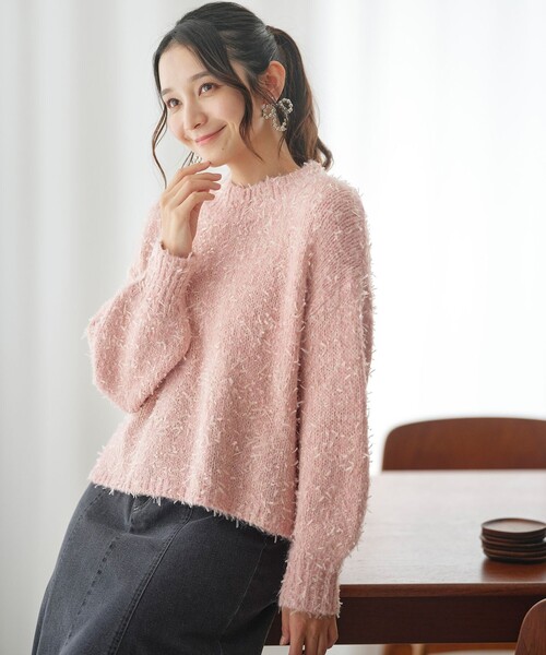 ANY SIS(エニィスィス)の「【洗える】リボンヤーンミックス ニット(ニット/セーター・レディース・アイボリー系/ピンク系/スカイブルー系・2)」の3枚目の写真