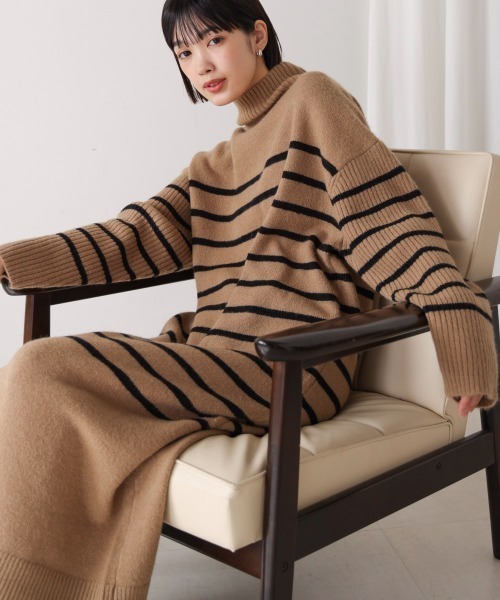 Bou Jeloud（ブージュルード）の「ハイネックＩラインニットワンピース（ワンピース・レディース・ブラック/B/グレー/A・TL/38）」の4枚目の写真