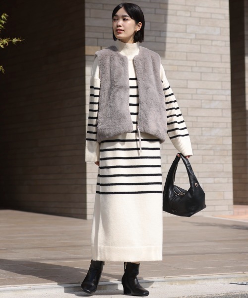 Bou Jeloud（ブージュルード）の「ハイネックＩラインニットワンピース（ワンピース・レディース・ブラック/B/グレー/A・TL/38）」の11枚目の写真