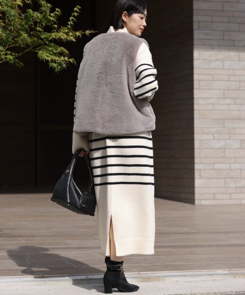 Bou Jeloud（ブージュルード）の「ハイネックＩラインニットワンピース（ワンピース・レディース・ブラック/B/グレー/A・TL/38）」の12枚目の写真
