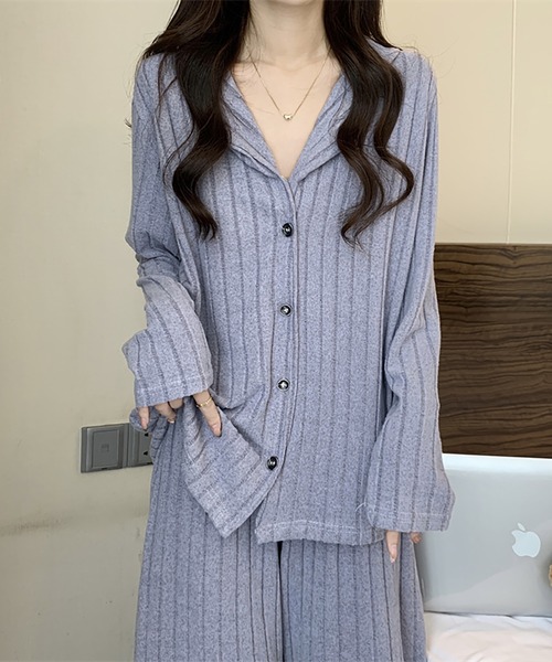 Girly Doll(ガーリードール)の「長袖ルームウェア 上下セット(ルームウェア/パジャマ・レディース・グリーン/ブルー/ピンク・FREE)」の2枚目の写真